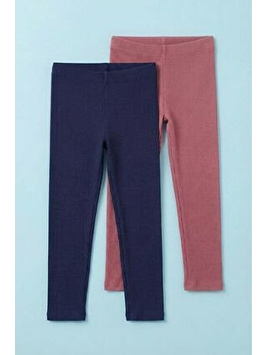 Perendi Kız Çocuk 2’li Tayt Seti Mevsimlik Pamuk Kaşkorse Çok Renkli Esnek ve Rahat