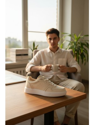 Enoch Mikro Delik Detaylı ve Kalın Düz Tabanlı Erkek Casual Sneaker