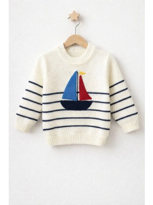 Lumino Çizgili Yelkenli Erkek Çocuk Kazak 4096