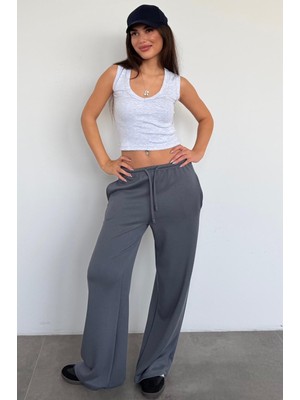 Madmext Füme Geniş Paça Barrel Fit Eşofman Altı MG2646