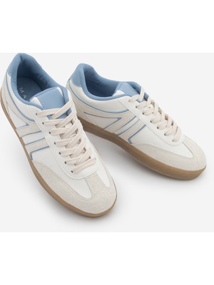 Marjin Kadın Sneaker Bağcıklı Retro Spor Ayakkabı Denor Mavi