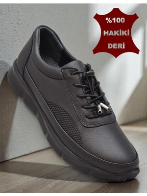 Ispartalılar 690 Tam Ortopedik Faylon Hafif Taban Günlük Hakiki Deri Kadın Ayakkabı Lastik Bağcıklı