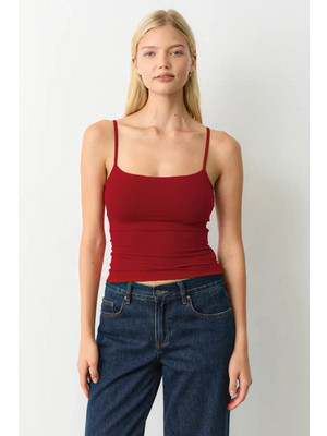 Madmext Açık Bordo Ayarlanabilir Kopçalı Askı Kadın Atlet MG2676