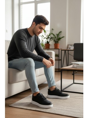 Enoch Mikro Delik Detaylı ve Kalın Düz Tabanlı Erkek Casual Sneaker