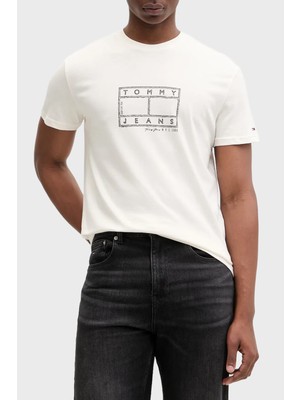 Tommy Jeans Pamuklu Regular Fit Logolu Bisiklet Yaka T Shirt Erkek T Shirt DM0DM22317 Ybh