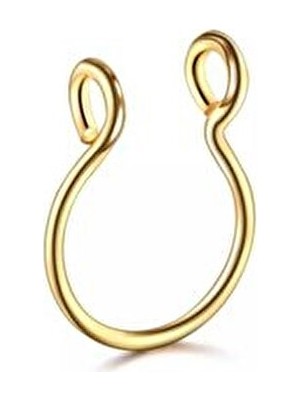 Jaida Moda Unisex Gold 316L Cerrahi Çelik Hızma Burun Septum Halka Sahte Fake Piercing