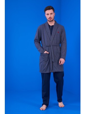 Gd Goldoremi Avantajlı Erkek %100 Pamuklu Kuşaklı Cepli Röpteşambır Sabahlık