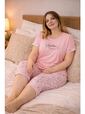 Nisanca Kadın Büyük Beden Kapri Pijama Takımı – Yumuşak Dokulu, Konforlu Ev Giyimi