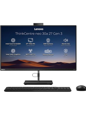 Lenovo Thinkcentre Neo 30A G3 Intel Core I5-12450H 32GB 512GB SSD 27" Fhd Freedos All In One 12CBA00RTR 002