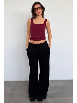 Madmext Siyah Geniş Paça Barrel Fit Eşofman Altı MG2646