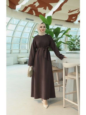 Nisum Moda Kuşaklı Cepli Modal Elbise