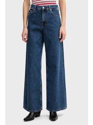 Tommy Hilfiger Pamuklu Wide Leg Fit Yüksek Bel Jeans Bayan Kot Pantolon WW0WW47695 1A5