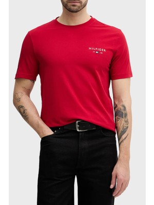 Tommy Hilfiger Logolu Pamuklu Regular Fit Bisiklet Yaka T Shirt Erkek T Shirt MW0MW41456 Xld