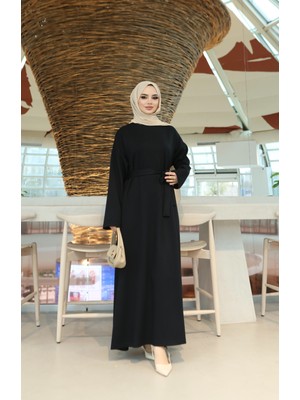 Nisum Moda Kuşaklı Cepli Modal Elbise