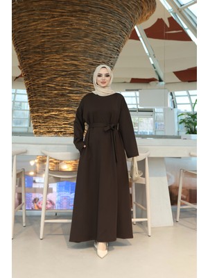 Nisum Moda Kuşaklı Cepli Modal Elbise
