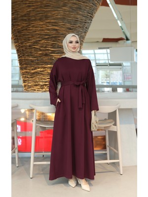 Nisum Moda Kuşaklı Cepli Modal Elbise