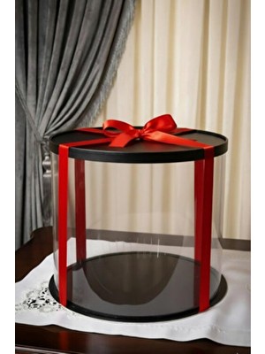 Alvenya Sevgililer Günü Için Şeffaf Boş Hediye Kutusu – Kırmızı Kurdela Detaylı, Yuvarlak Tasarım
