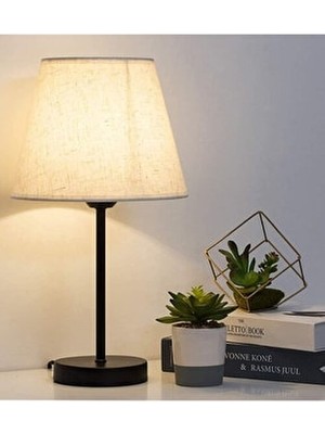 Evlight Black Tekli Abajur Metal Masa Lambası Krem