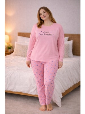 Nisanca Kadın Büyük Beden Uzun Kollu Rahat Pijama Takımı – Yumuşak Dokulu Konforlu Ev Giyimi