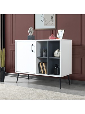 EVMO Home 4112 Şile Metal Ayaklı Metal Kulplu 100 cm Konsol - Tv Ünitesi - Yemek Odası - K