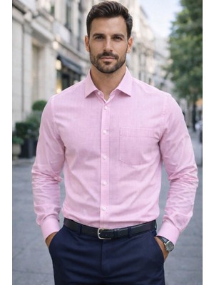 Colvis Man Colvıs Man Klasik Uzun Kol Ofislik Takım Elbiselik Kare Çizgili Armür Desenli Hediye Kutulu Erkek Gömlek