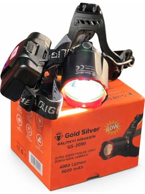 Gold Silver GS-15500 - 4000 Lümen Şarjlı Zoomlu Kafa Lambası - 9600 Mah Yunusav