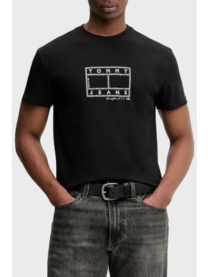 Tommy Jeans Pamuklu Regular Fit Logolu Bisiklet Yaka T Shirt Erkek T Shirt DM0DM22317 Bds