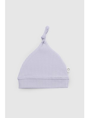 Little Gusto Organik Pamuklu Düğümlü Kaşkorse Modal Yenidoğan Şapka Lila