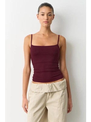 Madmext Koyu Bordo Ayarlanabilir Kopçalı Askı Kadın Atlet MG2676