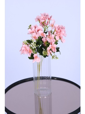 Yapay Çiçek Sitesi 5 Dallı Yapay Şeftali Çiçeği Demeti Açık Pembe