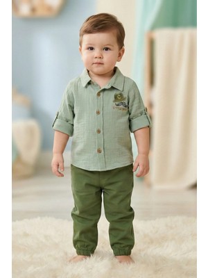 Cattackids Erkek Çocuk Geometrik Desenli Gömlek Şort Takımı 2-5 Yaş