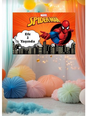 Spiderman Temalı Doğum Günü Temalı Kişiye Özel Isimli 150X100 cm Ölçüsünde Branda Afiş