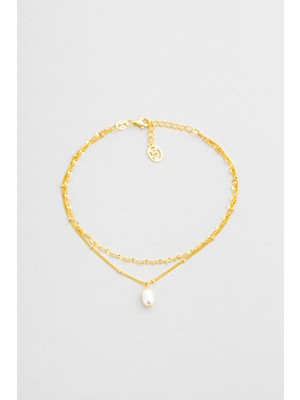 Inci Taşlı 18 Ayar Sarı Altın Kaplama 23 cm Gümüş Minimal Hal Hal