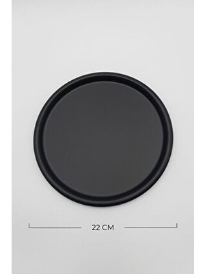 Esina 1 Parça Siyah Metal Sunum Tepsi Dekoratif Kahve Çay İçin 22 cm Ebatında