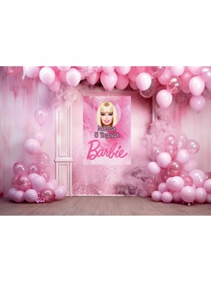 Barbie Temalı Doğum Günü Temalı Kişiye Özel Isimli 70X100 cm Ölçüsünde Branda Afiş