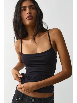 Madmext Siyah Ayarlanabilir Kopçalı Askı Kadın Atlet MG2676