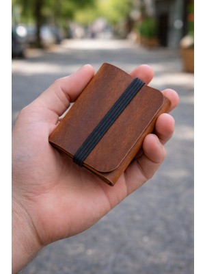 Oh Deer Leather - Hakiki Deri Kartlık - Crazy Deri - Minimal - Camel