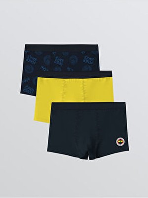 LC Waikiki Fenerbahçe Baskılı Erkek Çocuk Boxer 5-6 Yaş Çok Renkli Desenli 3'lü Paket