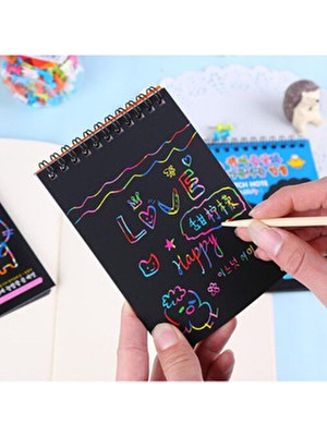 Nasadan Sihirli Defter Kazımalı A6 Renkli Gökkuşağı Defter 8 Sayfa Küçük Boy Karne Hediyesi