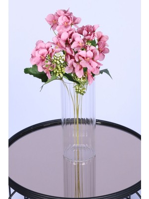 Yapay Çiçek Sitesi 5 Dallı Yapay Şeftali Çiçeği Demeti Pembe