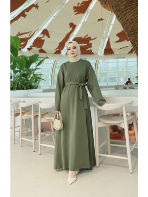 Nisum Moda Kuşaklı Cepli Modal Elbise
