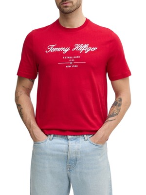 Tommy Hilfiger Pamuklu Regular Fit Logolu Bisiklet Yaka T Shirt Erkek T Shirt MW0MW33691 Xld