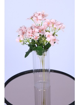 Yapay Çiçek Sitesi 5 Dallı Yapay Şeftali Çiçeği Demeti Pudra