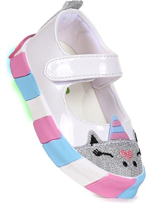 Kiko Kids Gilan Cırtlı Işıklı Kız Bebek Babet Ayakkabı