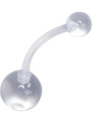 Jaida Moda Kadın Beyaz Bioplast Göbek Piercing – 10 mm Antialerjik ve Esnek Tasarım