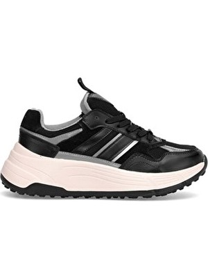 Lufian Unisex Deri Siyah Sneaker Ayakkabı 122230033 Düz Taban Kadın Kullanıma Uygun