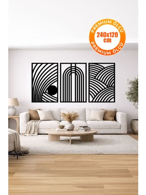 3 Parça Modern Geometrik Ahşap Duvar Tablosu Seti – Dekoratif Mdf Tablo
