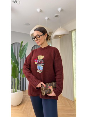 My Lunessa Bordo Teddy Triko Kazak