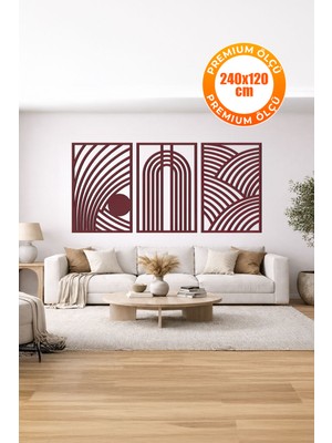 3 Parça Modern Geometrik Ahşap Duvar Tablosu Seti – Dekoratif Mdf Tablo
