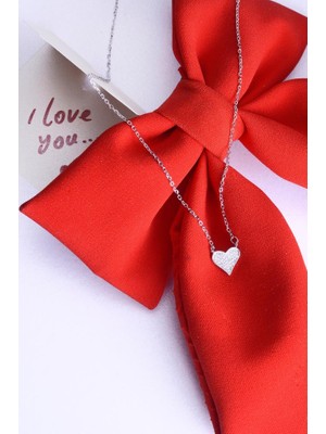 Innuendo Jewelry 925 Ayar Gümüş Zirkon Taşlı Mini Kalp Kolye